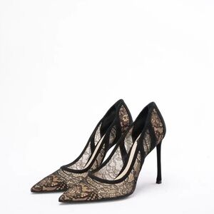 Christian Dior Black Lace Pointed-Toe Stiletto Pumps